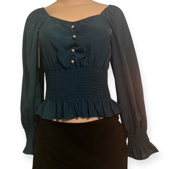 Richi blouse color green long sleeve size unitalla - Picture 1 of 12